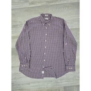 Peter Millar Nanoluxe Shirt Mens XL Purple Gingham Check Button Down LS READ